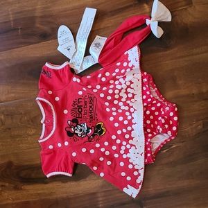 Disneyland Parks Minnie Mouse Onesie with bow headband